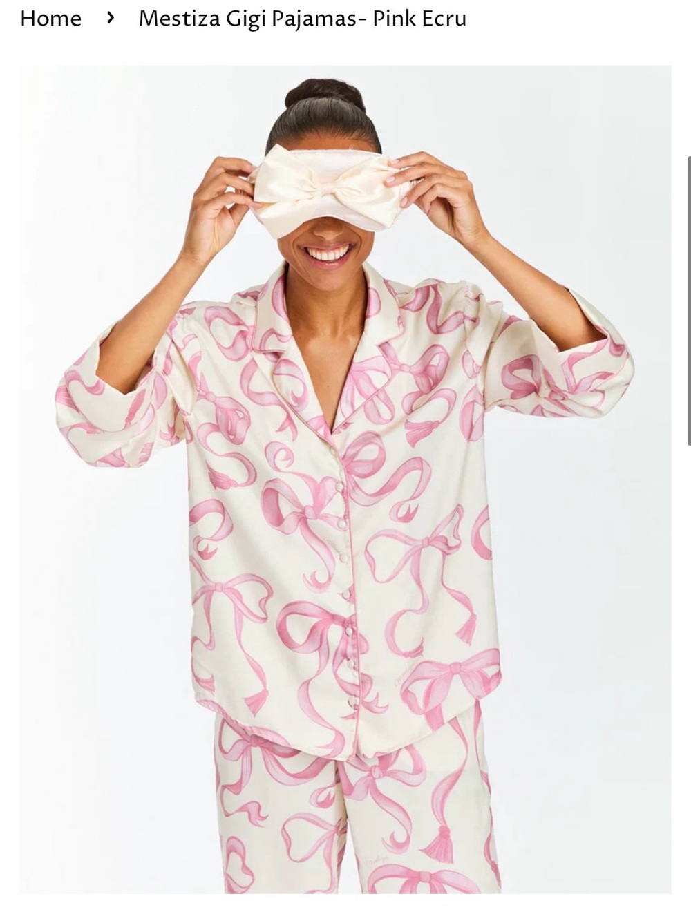 Mestiza Gigi Pajama Set in Pink Ecru